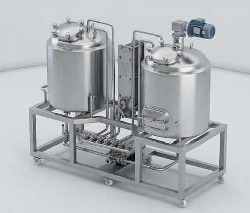 Hệ thống nấu bia 300L/mẻ trọn bộ (2 nồi · 4 tank 300L)